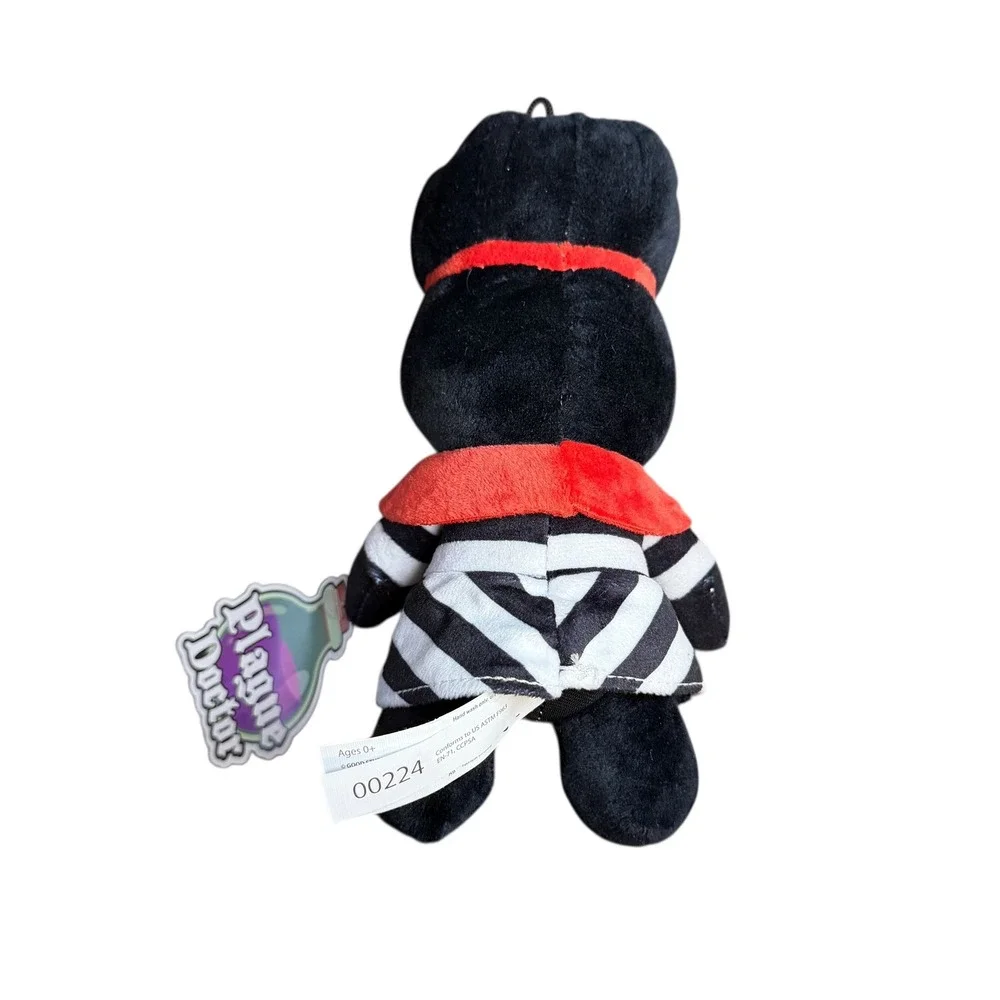 Squishable Plague Doctor Plush Black White Striped Red Collar Small NWT 00224